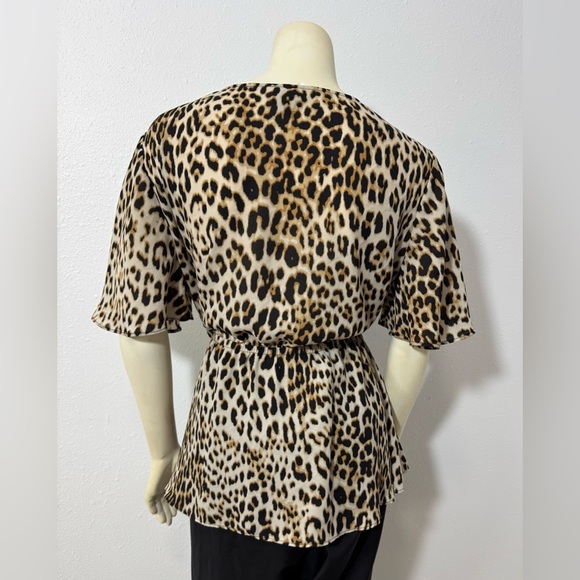 Worthington Leopard Print Flutter Sleeve Peplum Blouse (0X) - Picture 3 of 14
